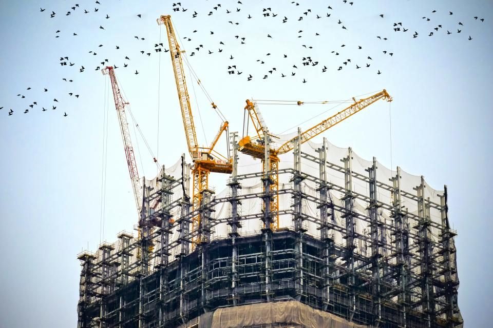 Cranes on a building construction site